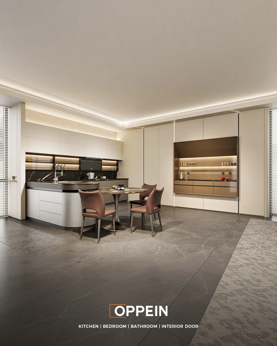 Custom kitchen cabinets Dubai — OPPEIN 2026 UrbanGlow collection