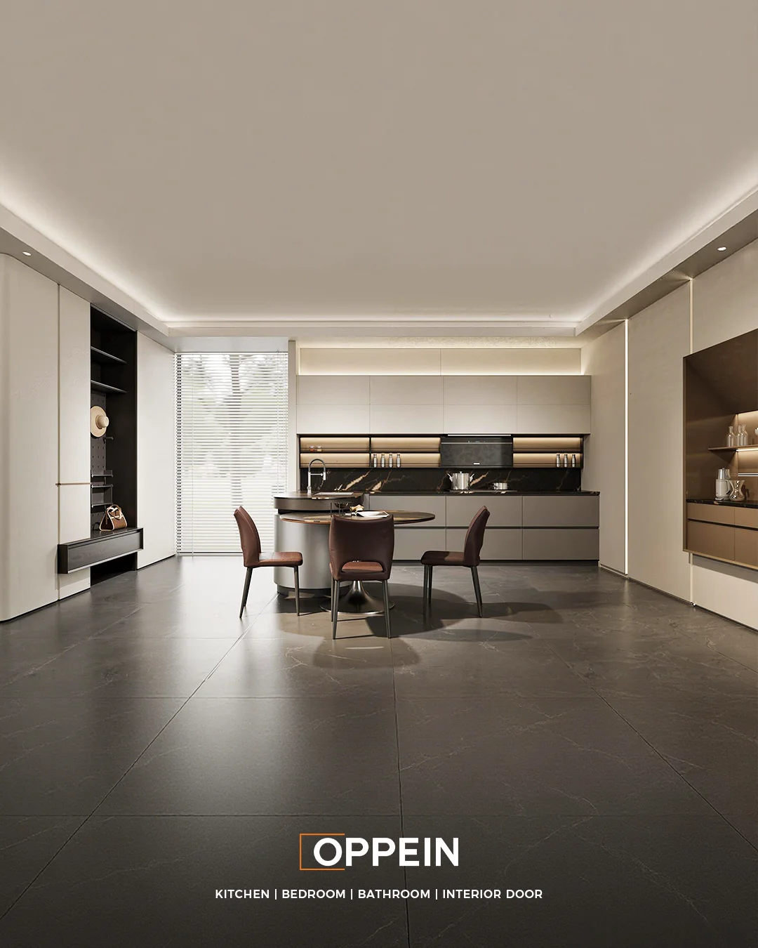 Modern Minimalist kitchen cabinets Dubai — OPPEIN UAE