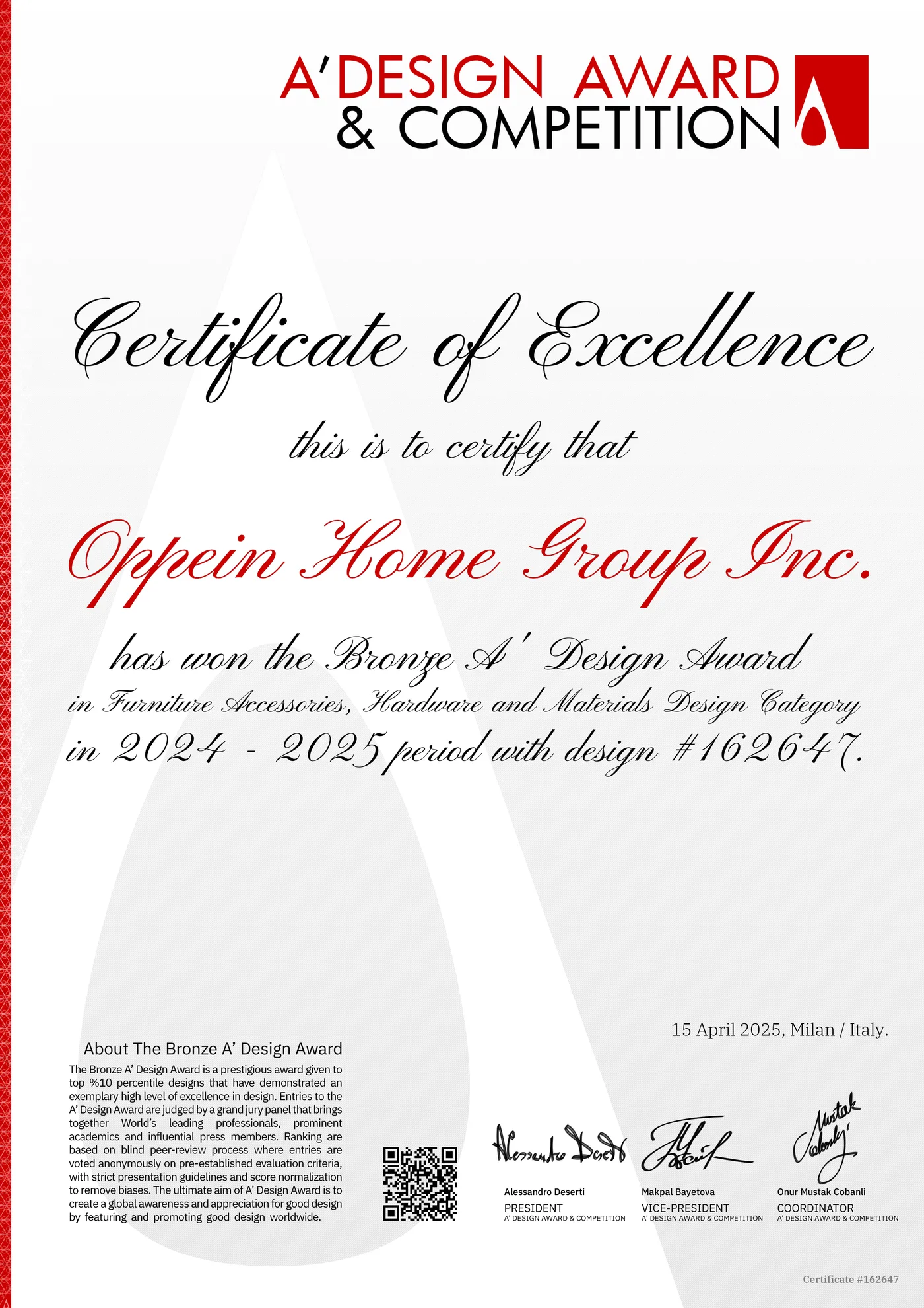 A' Design Award 2025